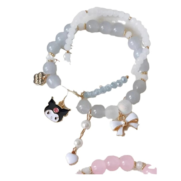 Sanrio Sött Söt Armband Kawaii Anime Melody Kuromi Cinnamoroll Kristall Pärlarmband För Flickor Ins St Smycken Festgåva A1