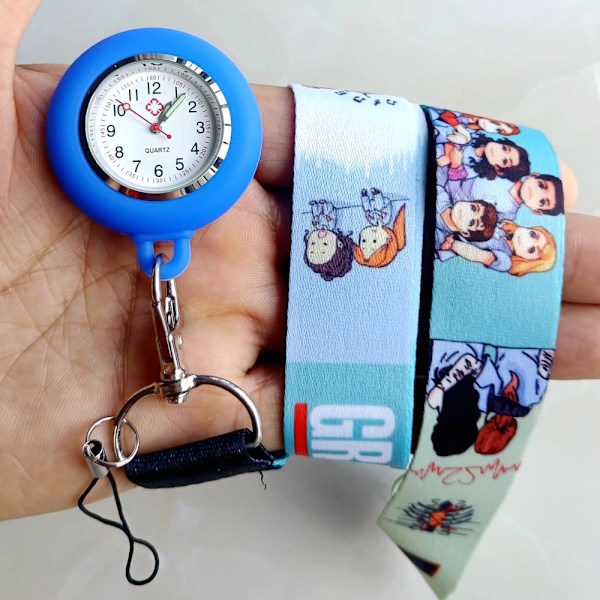 Tegneserie-print Lanyards Reb Keychains Sygeplejerske Læge Hospital Medicinsk Navnekort Indehavere Quartz Lommeure Hang Ur Gaver 11