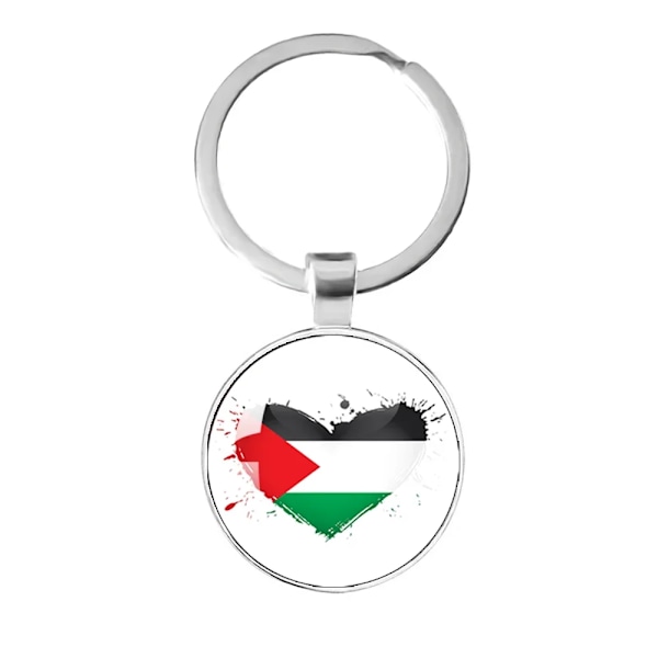 Personaliserade Konstmönster Palestina Nation Flagg Emblem 25Mm Glas Cabohcon Nyckelringar För Kvinnor Män Smycken Gåva 16