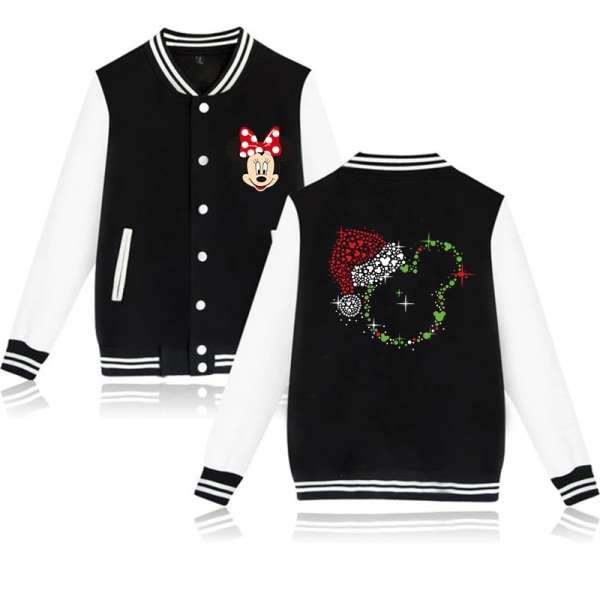 Baseballjacka Tecknad Anime Musse Pigg Minnie Mouse Luvtröja Barnkläder Barn Flicka Pojke Jackor Sweatshirt Hoody Baby Top black2015 S(160CM)