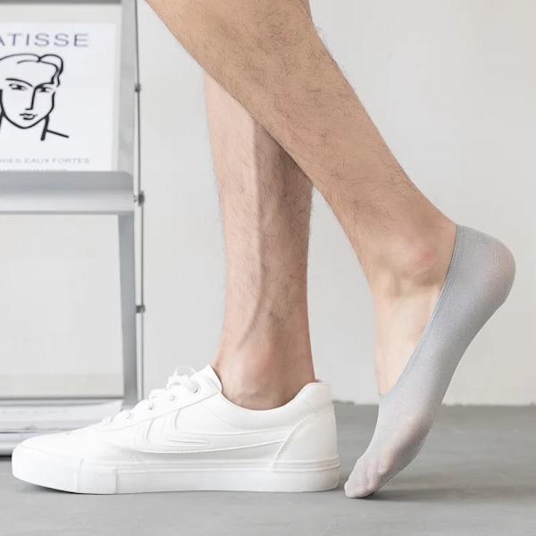 10 Par Mænd Mænd Usynlige Elastiske Icke Slippa Silikone Short Sock Tofflor Sommar Tunn Andas Casual Nylon Nej Visa Båta Strumper White 10 Pairs