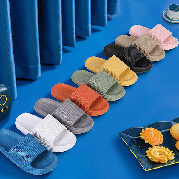 Paksut Ala Pilvi Toffut Miehet Naiset Liukumattomat Kylpyhuone Koti Flip-Flops Pehmeä Pohja Eva Sisätossut Kesäranta Ulko Kuvat Thin Black Slide 36-37