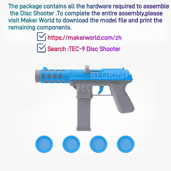 Bambu Lab 3D Utskrift Diy Ny Kreativ Modell Mus Kit Tec-9 Gun Piranha Växtväxla Docka Modell Gåvor Bambs 3D- Skrivardelar Disc Shooter DIY Parts