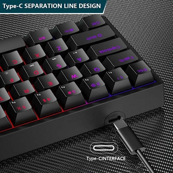 K620 Mini Bakgrundsbeläggning Rgb Gaming Mekaniska Tangentbordsspel Mekanisk Sats 60 Procent Diy Anpassad Pbt Keycap Hotswap Rosa Vitt Usb-Pcc Style B black white blue switch