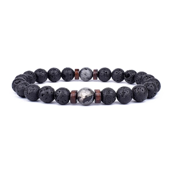 Vulkanstensarmband för män Lava trä 8mm pärlor armband tibetansk buddha handledskedja Kvinnor Män Smycken Present Nya armband J S-17cm