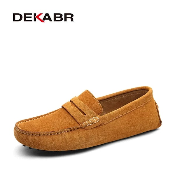 Dekabr Brand Spring Sommar Hot Sell Moccasins Män Loafers Hög Kvalitet Äkta Läder Skor Män Platt Lättviktiga Körskor 01 Light Brown 14