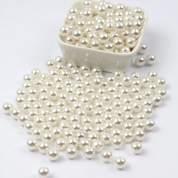 3-30 mm Svart Vit Beige Imitation Pearl Beads Runde Akryl Lösa Pärlor För Handarbete Smycken Göra Göra själv Halsband Armband Black