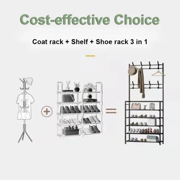 Skoställ Enkelt golv Sko- och hatthylla Bärande Vardagsrum Organizer Kläder Hatta Rockar Skor Kombination Förvaringshylla A-4 Layers-White