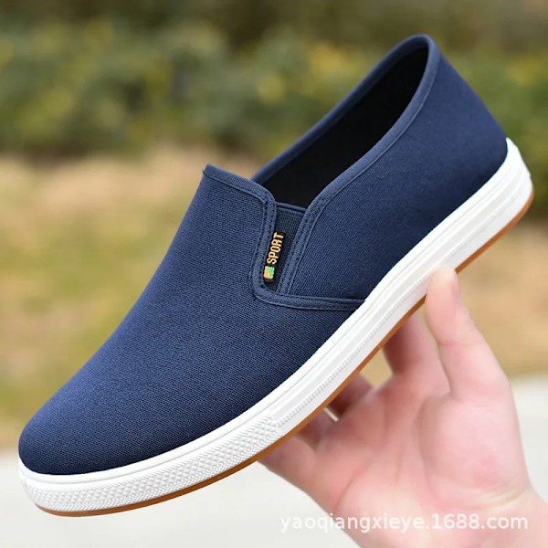 Mænd Lærred Sko Casual Sneakers Til Mænd Let Slip-On Vulkaniseret Komfortable Herre Lejligheder Loafers Nye Sorte Trænere Zapatos Hombres blue 39