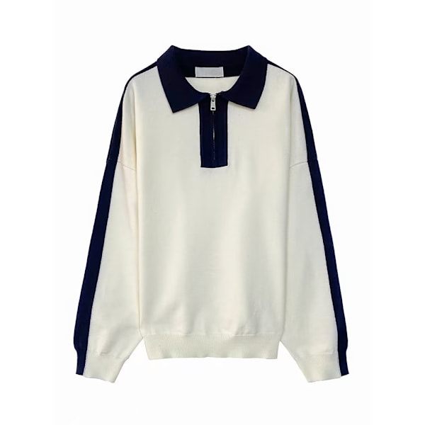 Efterår og vinter Ydre Beklædning Top Koreansk Stil Løs Lapels Pullover Herremode Mærke Farve Matchende Trøje Jakke Herretøj Mode White XL