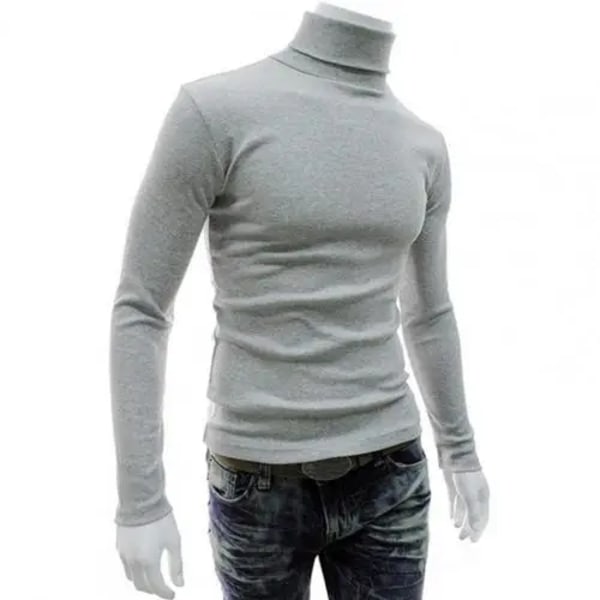 Toppar Sweaters Strikkede Pullover Langærmet Turtleneck Mænd Pullover Blød Stretchy Strikkede Skjorte Til Efteråret Vinter K Trøjer Light Grey XL