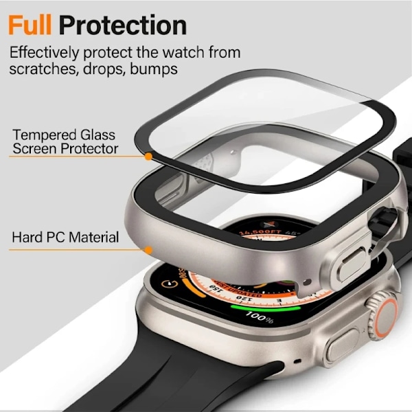 Härdat Glasöverdrag För Apple Watch Ultra 49Mm Rem Smartwatch Tillbehör Pc Bumper Skärmskydd Cases Iwatch Serien S Bandet Orange 18 For Ultra2 49mm