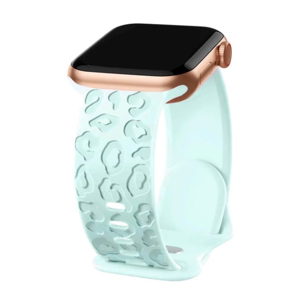 Graverad rem för Apple Watch Band 45mm 44mm 49mm 40mm 42mm 38mm 41mm Silikonarmband correa iWatch series 3 5 6 se ultra 7 8 12 turquoise 42mm 44mm 45mm 49mm