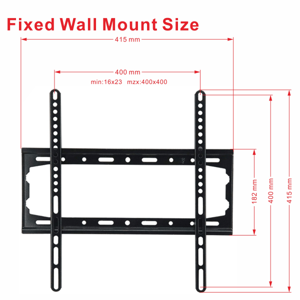 1 set Universal TV-fäste, lämplig för storlek 35,56cm-152,4cm Tunn Mattsvart Installation, TV-väggfäste, fast platt TV-ram