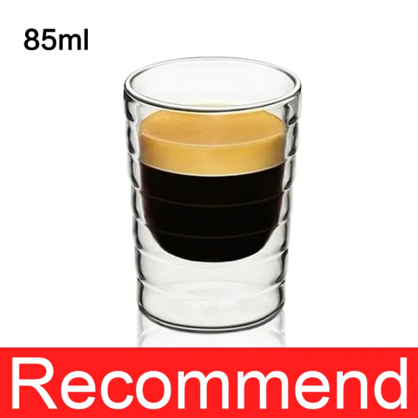 Handgjord dubbelväggglaskopp Transparent kaffemjölksmugg Tequila Öl Vin, Cocktail Thermal Travel Dryckesartiklar 85-350 ml 85ml 5pcs
