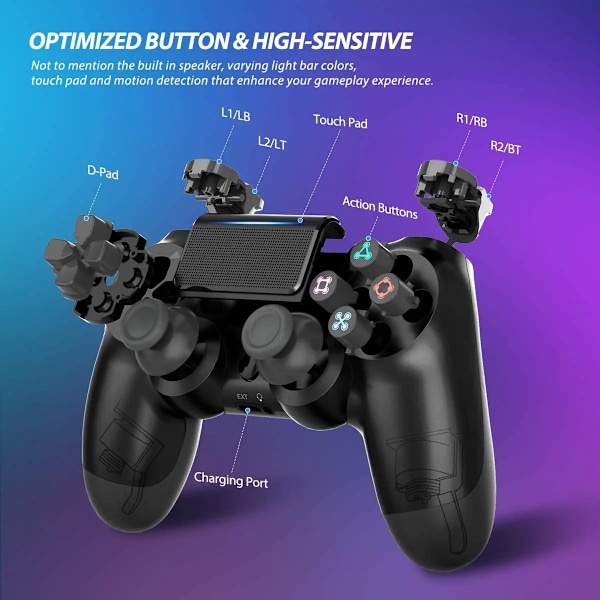 Langaton ohjain Bluetooth ilman viivettä Gamepad Ps4 Ps3-konsolille Pc Joysticks Kuusiakselinen kaksoisvärinä logolla BLACK with logo