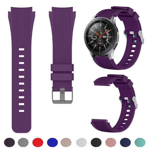 22 mm silikonband för Samsung Galaxy Watch 3 45 mm/Gear S3 Classic/Frontier/Huawei Watch GT 2 3 Pro 46 mm Amazfit GTR/Pace-rem Purple For 20mm