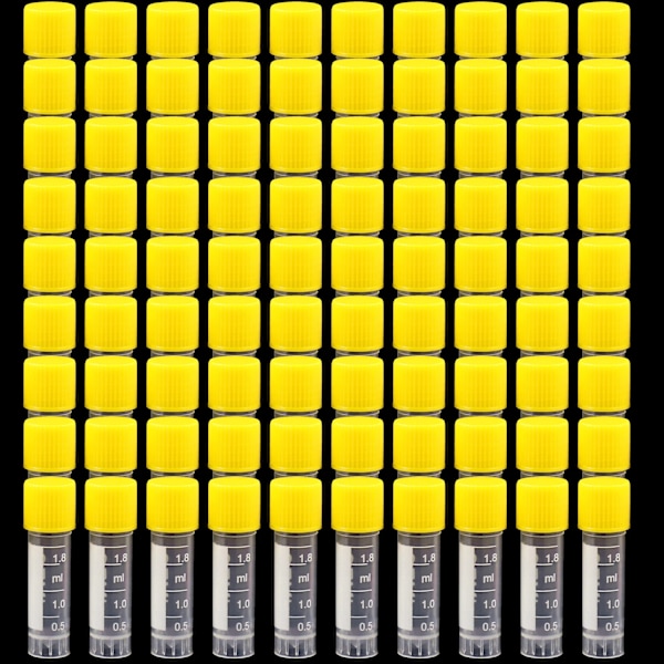 50/100 st Provrör i Plast, Provbehållare, Pulver, Hantverk, Skruvlock, Flaskor för Kontor, Skola, Kemikalier, 1-10 ml 2ml yello -100Pcs