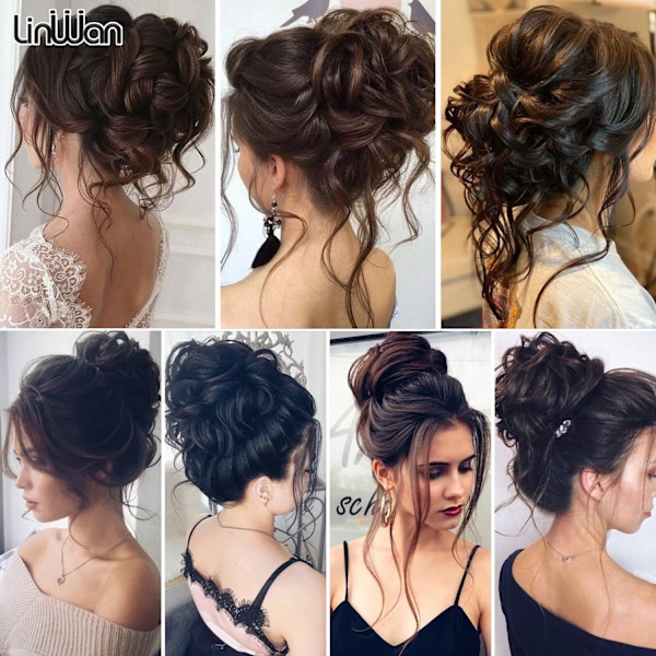 Chorliss Syntetiska Klon Chignon Kvinnor Rörig Curly Fluffy Hår Bun Clip I Ponytail Hår Extensions Naturliga Falska Hårstyckenar DJ1B