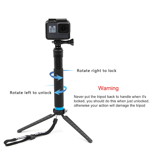 Telesin För Gopro Selfie Stick Vikbar Stativ Telefon Hållare Aluminium Legering Monopod För Dji Action Insta360 S Smartfon With Aluminum tripod