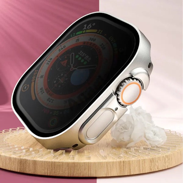 Anti-Spy Glass För Apple Watch Ultra 2 49Mm Fall 40 44Mm 45Mm Private Hd Skärmskydd Bumper Iwatch 9 8 7 Se 6 Härdad Film. Silver 41mm-Series 9 8 7