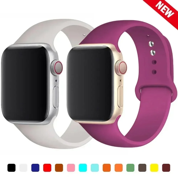 Silikonrem för Apple Watch -band 44mm 41mm 45mm 40mm 49mm 42mm 38mm Sportarmband correa iwatch Series Ultra 8 7 se 6 5 4 3 2 Apricot 49mm-42-44-45mm M-L