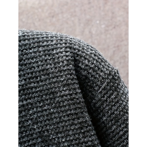 Varm stickad cardigan tröja för män, höghalsad vindtät jacka kappa för höst och vinter Black M(48)