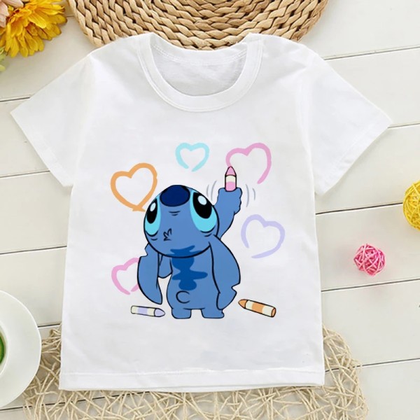 Skjorta Barn Barn Lilo Stitch Tecknad T-shirt Stitch Söt Manga T-shirt Y2k Grafisk T-shirt Tjej Pojke Topp Tees Kläder 59005 2T(S)