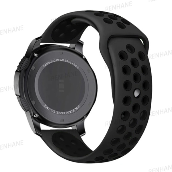 22 mm 20 mm watch för Samsung Galaxy Watch 6 5 4 3 Classic 47 mm 43 mm Pro 45 mm 40 mm 44 mm silikonarmband Huawei GT/3/2 Band Black Samsung Watch 4 44mm