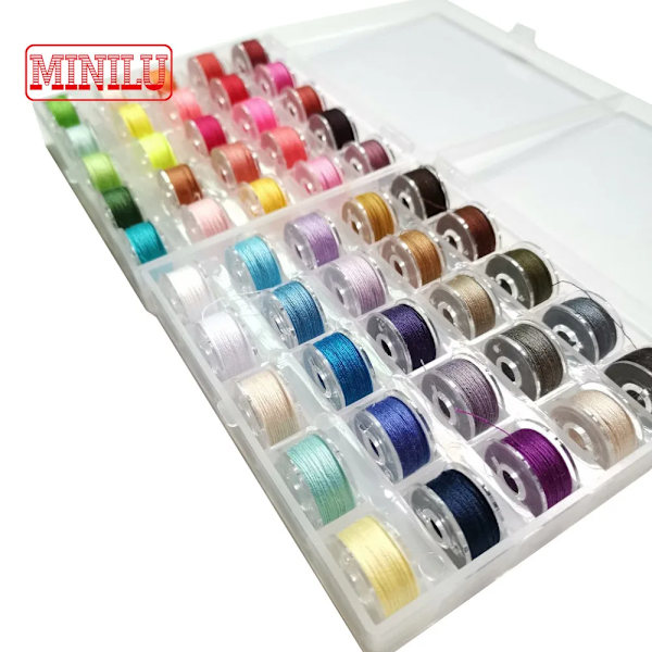 25kpl/laatikko Puola Syylanka Bobiinit Neulotu Värjätty Polyester Ylälangat Diy-Ompelukone Tarvikkeet Valkoinen Musta Värikäs 36pcs bobbin set