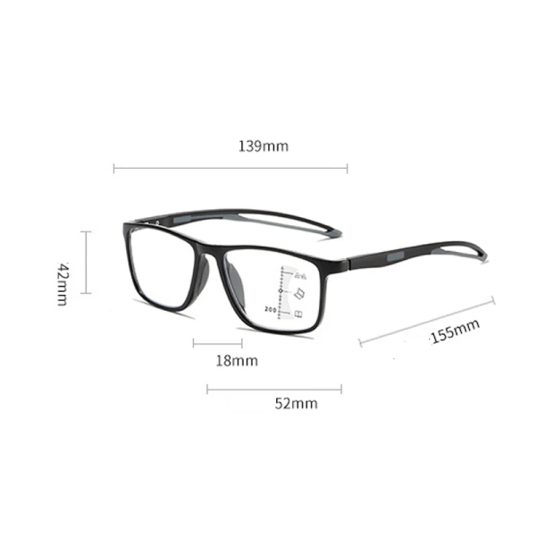 TR90 progressiva multifokala glasögon Ultralätt blått ljusblockerande läsglasögon Män Kvinnor Vintage Near Far Presbyopia Eyewear single-blackorange