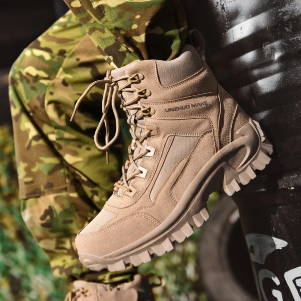 Taktiska utomhus vandringskängor Militärstövlar Herrstövlar Special Force Desert Combat Army Boots Ankelskor Herrsneakers Beige 42