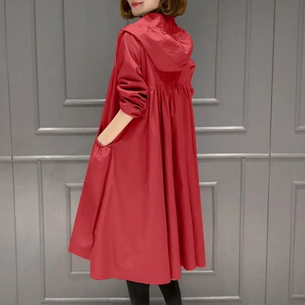 Kvinders Casual Medium-Længde Trenchcoat Løs-Fit Jakke Forår 2023 Ny Style Koreansk Version Red with lining 3XS