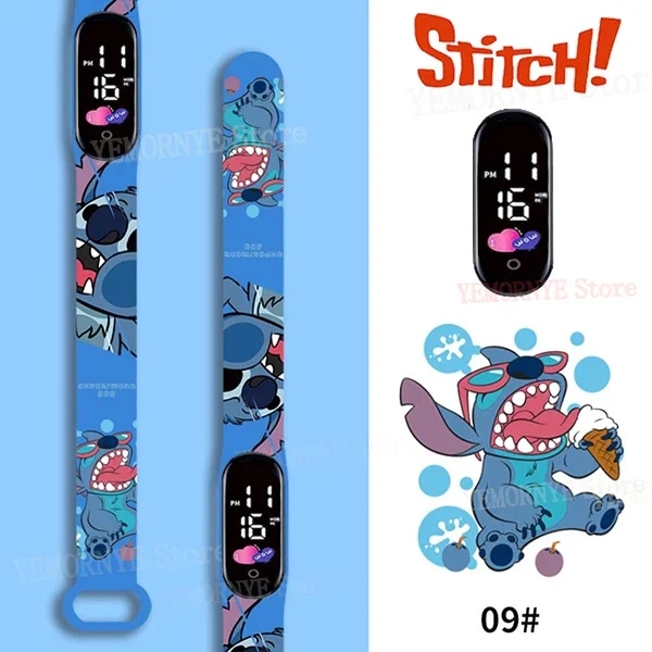 Disney Stitch Digitale Børneure Animefigurer LED Lysende Ur Berøring Vandafvisende Elektronisk Sportsur Børnefødselsdagsgave Dark Brown