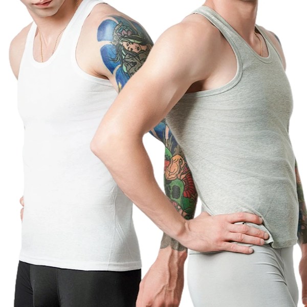 6 stk. Mænd Bomuld Atletisk Tank Top Ærmeløs Tank A-Shirt Åndbar Fugttransporterende Undertrøje Sommer Let Undertøj White 2XL(70-80kg)