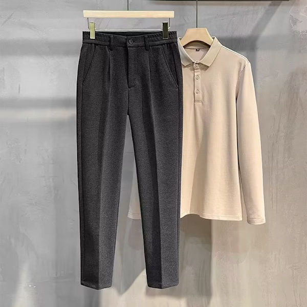 Ulna Housut Miehet 2023 Kevät Ja Syksy Suora Nilkkapituus Slim-Fit Housut Business Casual Housut Miesten Housut Syksy Ja Talvi Grey L