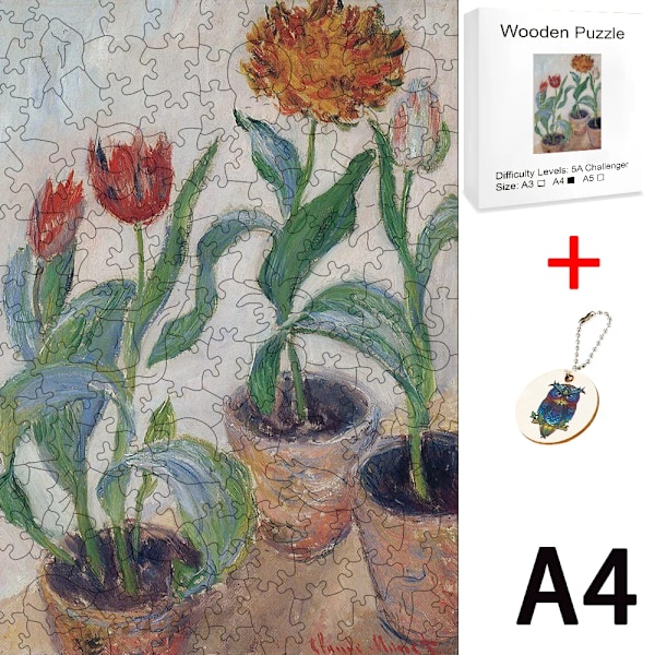 Monet Smukke Blomster Montessori 3D Træpuslespil Voksne Børn Uddannelsesmæssige Legetøj Læring Uddannelse Puslespil Legetøj Hjernepuslespil TT-CFang-1810-A4-C