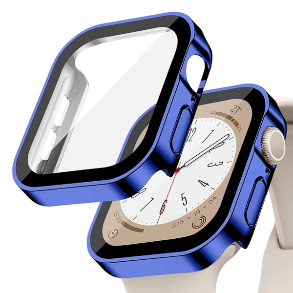 Glas Överdrag För Apple Klocka Case 45Mm 41Mm 44Mm 40Mm 42Mm 38Mm Tillbehör Härdat Skärm Skärm Iwatch-Serien 7 8 9 Se 6 5. Blue 41mm Series 7 8 9