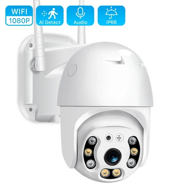 1080P Säkerhetskamera WIFI Utomhus PTZ Speed ​​Dome Trådlös IP-kamera CCTV Pan Tilt IR Nätverksövervakning P2P CAM 3.6mm 1080P Add 64Card