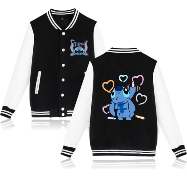 90s Hoodie Lilo Stitch Baseballjacka Herr Dam Sweatshirt Barn Pojkar Flickor Harajuku Jackor Streetwear Collegerockar Y2k 59005 140CM