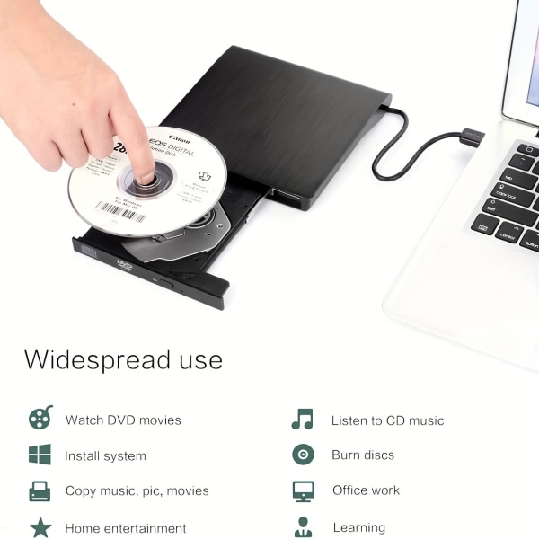 USB Extern CD DVD-spelare CD/DVD-enhet USB2.0 Extern skivenhet CD-ROM DVD-ROM-skiva för Macbook Laptop Stationär PC Flipper