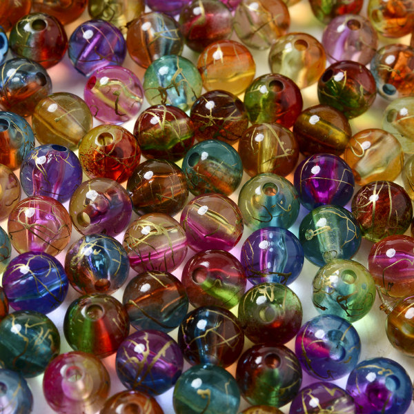 50 st 8mm Mix Dubbelfärgad Akrylpärlor Spacer Beads Glänsande smyckenspärlor för att göra armband Halsband DIY-prydnader, DIY-material Mixed Colors