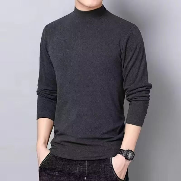 Develvet Halv Turtleneck Base Tröja Mäns Dubbelsida Plus Lång Ärm T-Shirt Trend Vinter Sträck Varm Under Kläder Green 4L