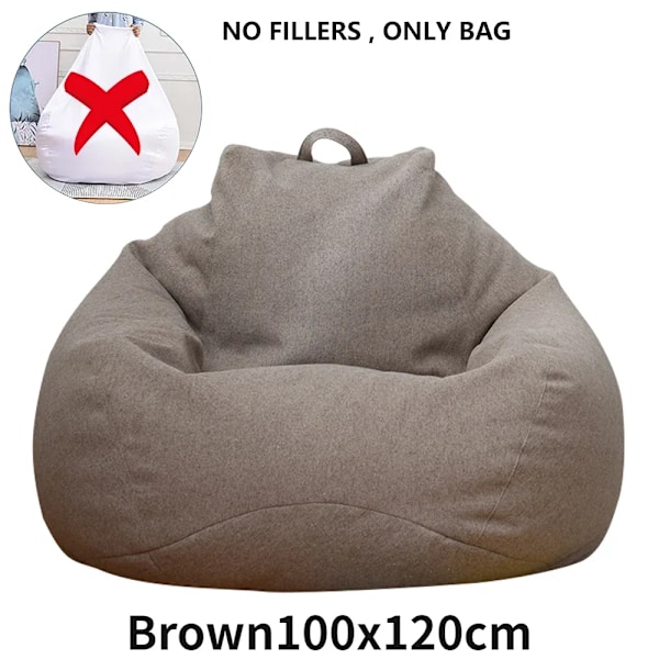 OTAUTAU Bomuldslinned Bønneposebetræk Uden Fyld DD002 Dark khaki 100x120cm