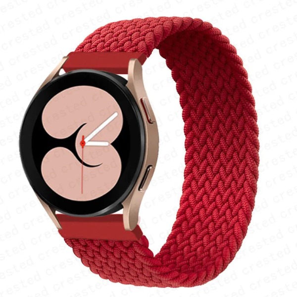 Flätad Solo Loop För Samsung Galaxy watch 4/5/6/44mm 40mm/klassisk rem 46 42mm/aktiv 2/Gear S3 armband 22mm 20mm Watch Band Red L