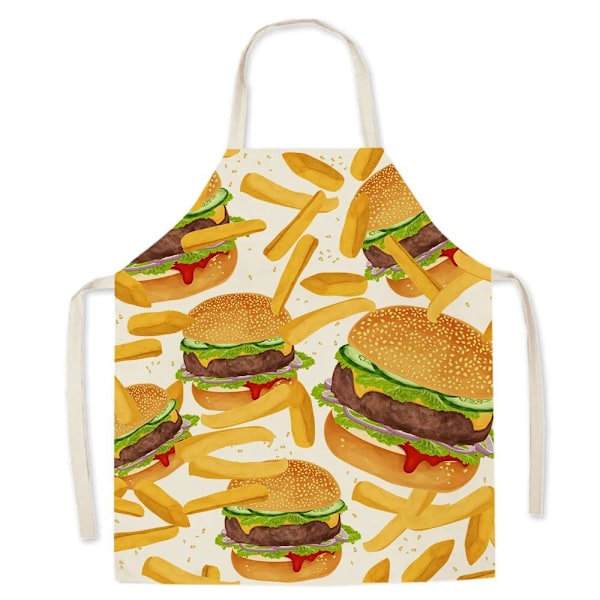 Kahvi Hamburger Painettu Keittiö Esiliinat Aikuisille Lapsille Kotitalousliina Bib Hedelmät Vihannekset Ruoanlaitto Leivonta Esiliina Puhdistustyökalu Style 9- 47x38cm