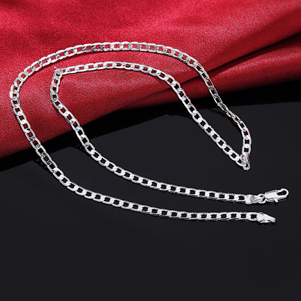 925 Sterling Silver Halsband för män kvinnor 16-30 tum fin 4MM sidokedja klassiska smycken hög kvalitet julklappar 60CM 24 inches