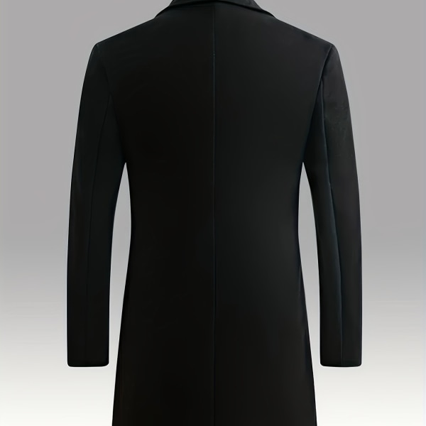 Trenchcoat för män, kavajkrage mellanlång enkelknäppt överrock, varm vinterjacka Black L(50)