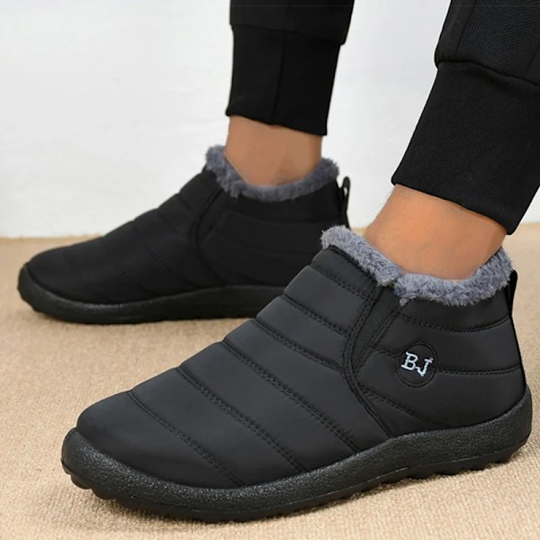 Herrar Stövlar Slip On Vinterskor För Män Päls Ankelstövlar Vattentäta Snöskor Vinter Chaussure Hommes Casual Booties För Män Black J 40