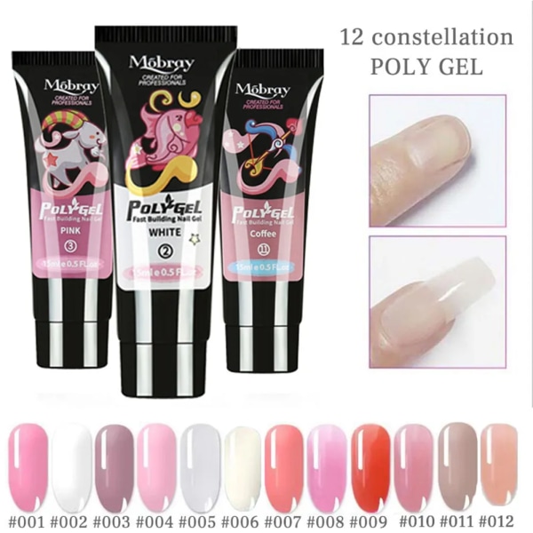 15 ml polyakrylgel för nagelförlängning Finger Quick Building Gel Naken/Rosa/vit Emalj Polygeler Builder Polish Gel Nail Art 14